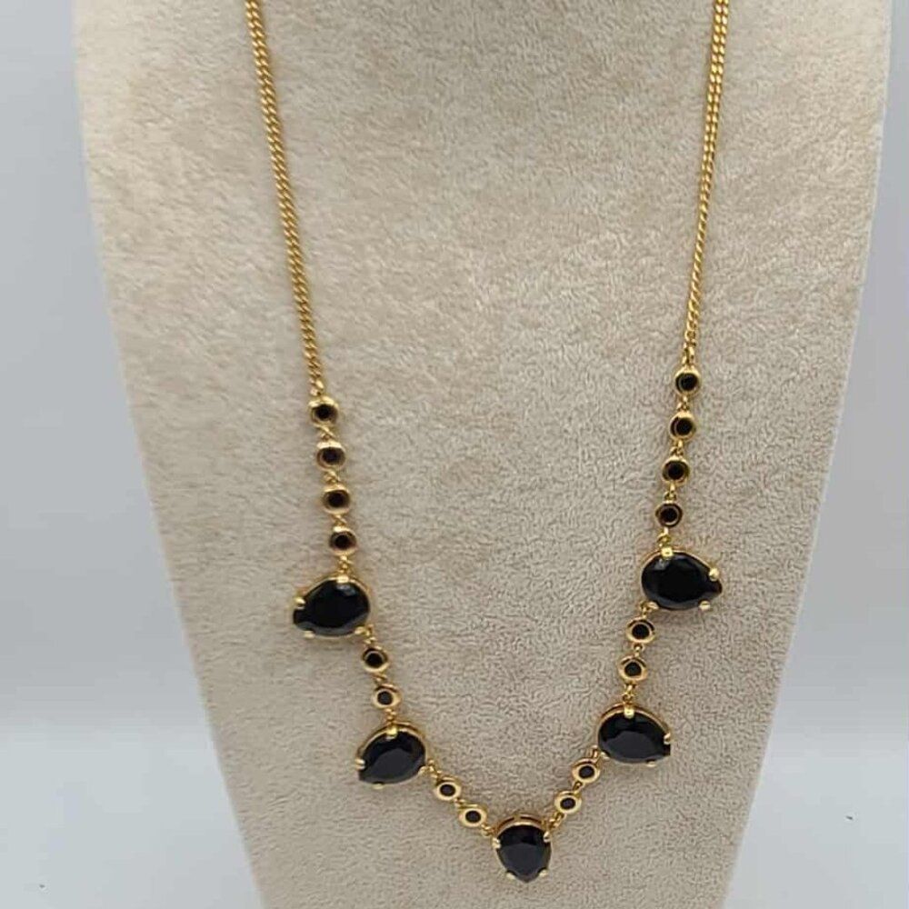 J Crew Faux Onyx Pear Shape Statement Necklace NWOT
